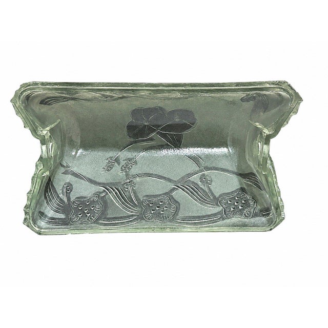 Vintage Art Nouveau Style Frosted Glass Embossed Floral Library Desk Lamp Shade For Sale In Pittsburgh - Image 6 of 8