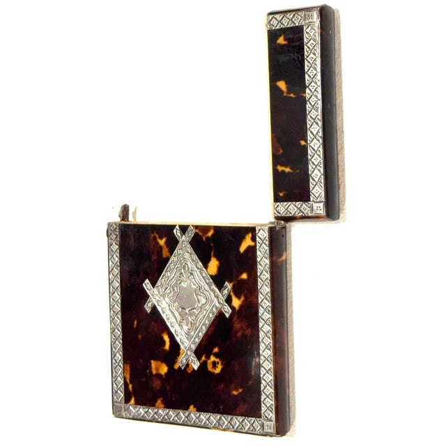 Stunning English Regency Sterling Silver & Tortoiseshell Card Case, Circa 1815 For Sale - Image 4 of 18