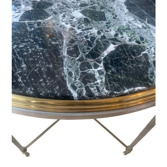 Pair of Mid 20th Century Attributed to Maison Jansen Round Side Tables With Marble Tops For Sale In Los Angeles - Image 6 of 8