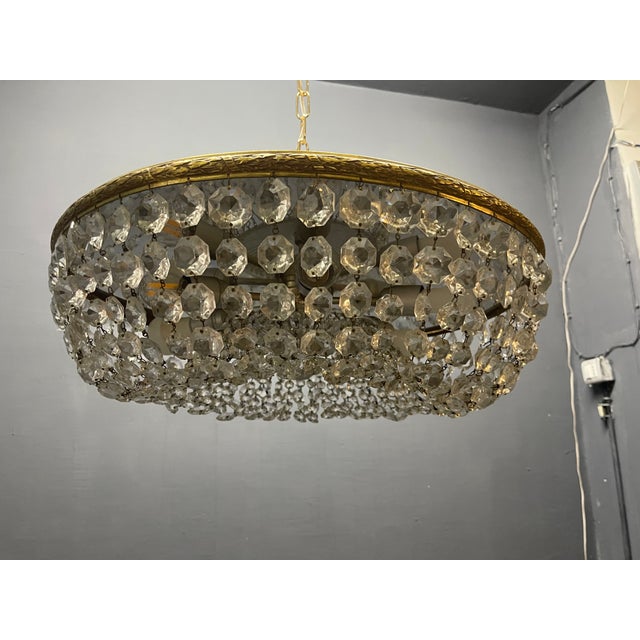 Vintage Crystal Brass Pendant Light, 1960s For Sale - Image 12 of 17