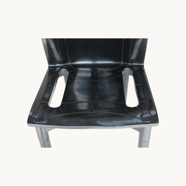 1980s Chairs in Printed Black Plastic by Anna Castelli Ferreiri for Kartell, 1980s, Set of 10 For Sale - Image 5 of 11