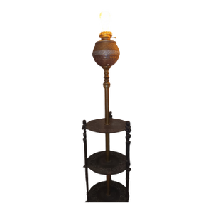Rare Vintage Solid Bronze, Brass and Silver Round Three Tiered Floor Lamp