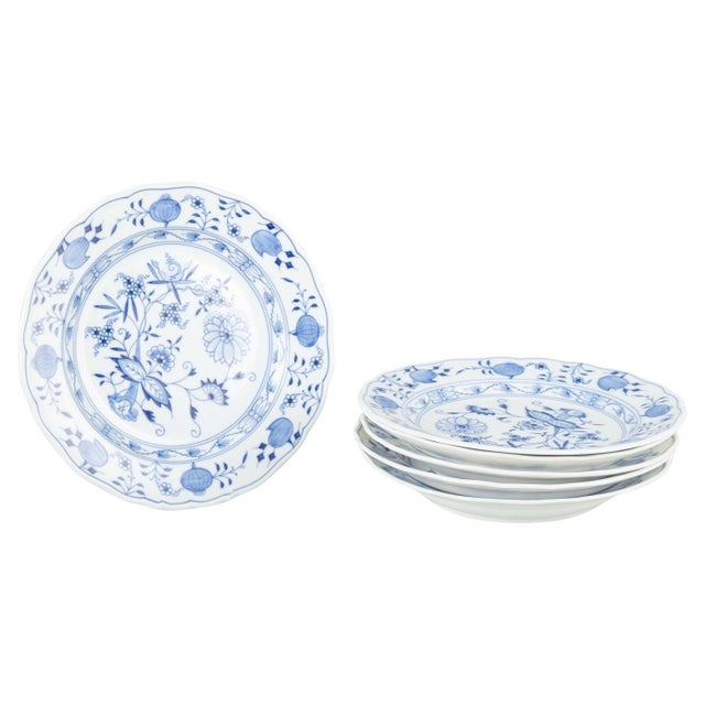 German Porcelain Dinner Plates with Blue Onion Pattern from Meissen, Set of 6 For Sale - Image 5 of 5