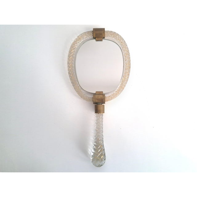 Torchon Murano Glass Hand Mirror from Barovier & Toso Production, 1950s For Sale - Image 14 of 14