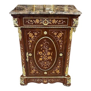 French Louis XV Style Copper Marble Topped Commode For Sale