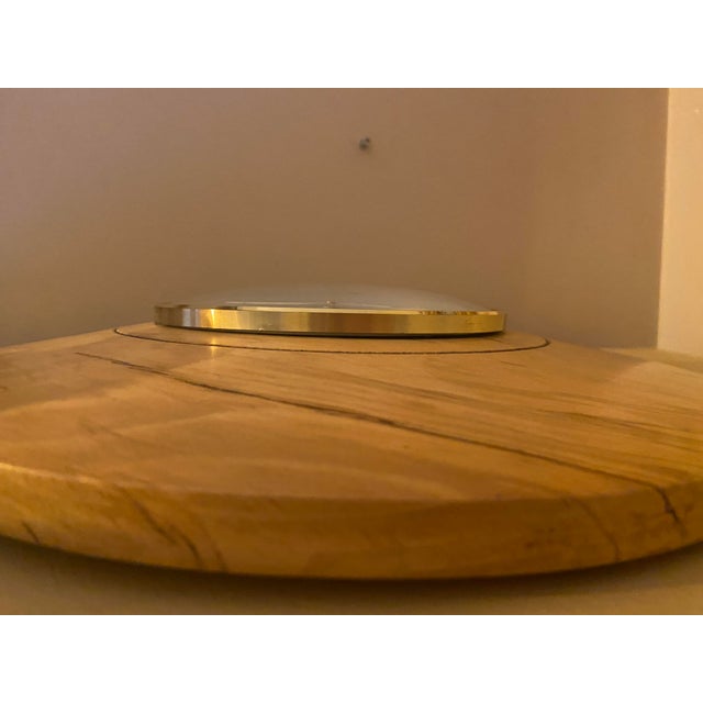 1980s Handcrafted Spalted Beech Wall Clock – Signed Tom Shaw – Natural Wood Artisan Design - Irish Artisan Designer For Sale - Image 6 of 7