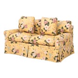 Yellow Floral Pattern Upholstered Sleeper Sofa For Sale