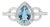 Chic Natural Aquamarine & Diamond Cocktail Ring Size 6.5 in 14k White Gold For Sale