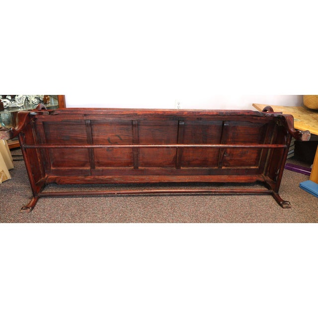 Vintage 66" Chinese Hand-Carved Rosewood & Dali "Dreamstone" Marble Settee For Sale - Image 12 of 13