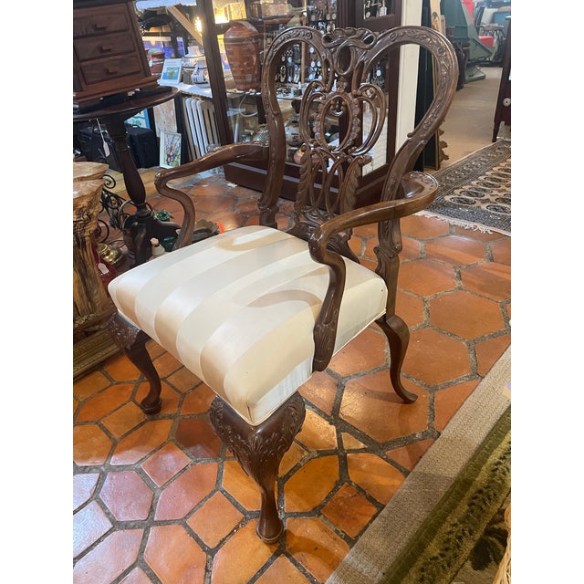 Traditional Century Furniture Georgian Style Carved Solid Mahogany Armchair For Sale - Image 3 of 9