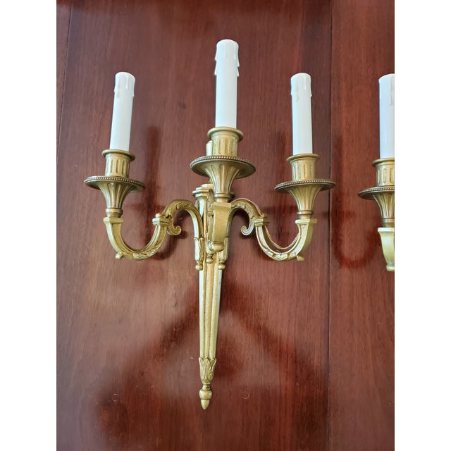 E.F. Chapman Pair of 1930s E.F. Chapman Caldwell Style Modern Bronze Sconces For Sale - Image 4 of 5