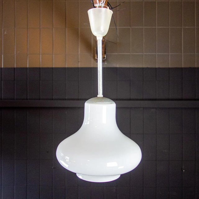 Vintage White Milk Glass Ceiling Lamp, 1950s For Sale - Image 3 of 4