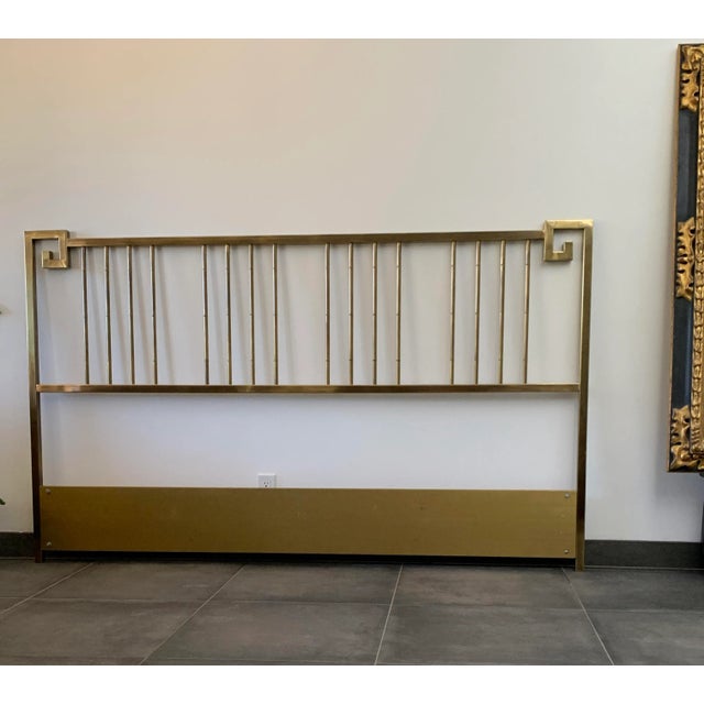 Vintage Brass Greek Key Headboard by Mastercraft - King Size For Sale - Image 9 of 9