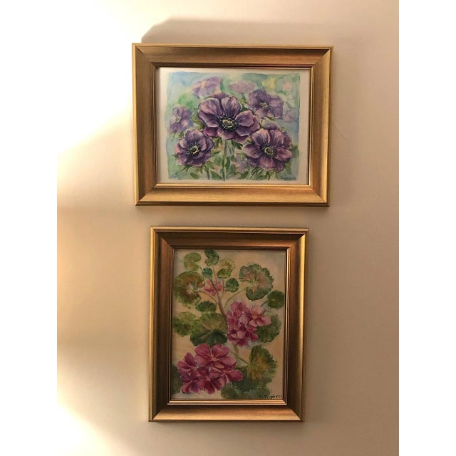 Contemporary Anemone Floral Still Life Watercolor Painting by Elena Shapiro For Sale - Image 11 of 11