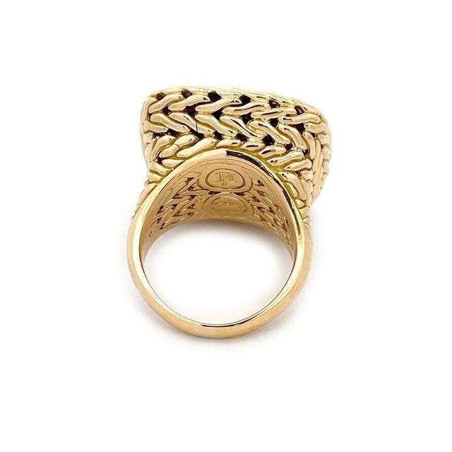Contemporary John Hardy Ring Diamonds 18k Yellow Gold Classic Chain Square Large Size 8.75 For Sale - Image 3 of 6