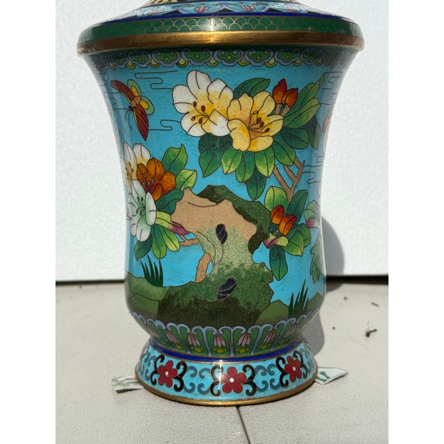 1950s 1950s Chinese Cloisonné Flower Vase For Sale - Image 5 of 10