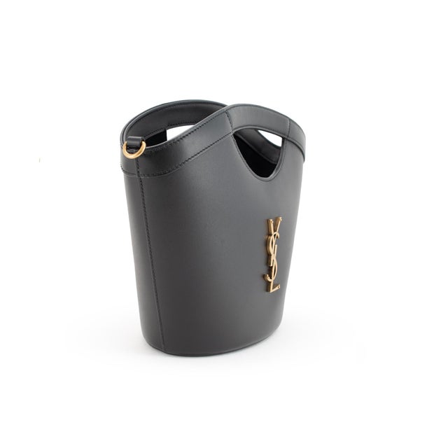 Modern Saint Laurent Mini Celia Black Calfskin Leather Tote Bag For Sale - Image 3 of 10
