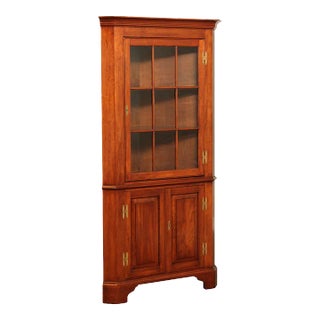 1980s Henkel Harris Georgian Style Cherry Corner Cabinet For Sale