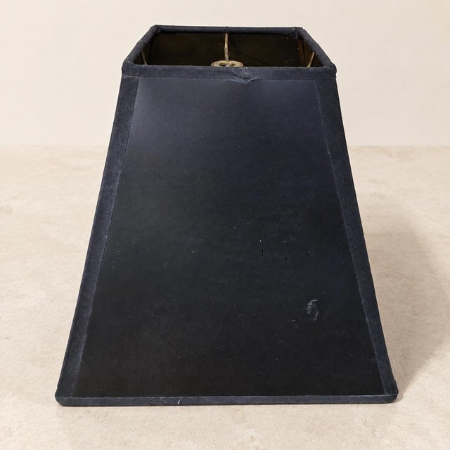 20th Century Brass-Tone Lion Table Lamp, Neoclassical Black Shade, 28.5 Inch For Sale - Image 11 of 18