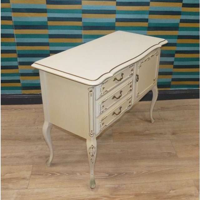 Chippendale White Gold Three Drawers Chest of Drawers, 1960s For Sale - Image 6 of 12