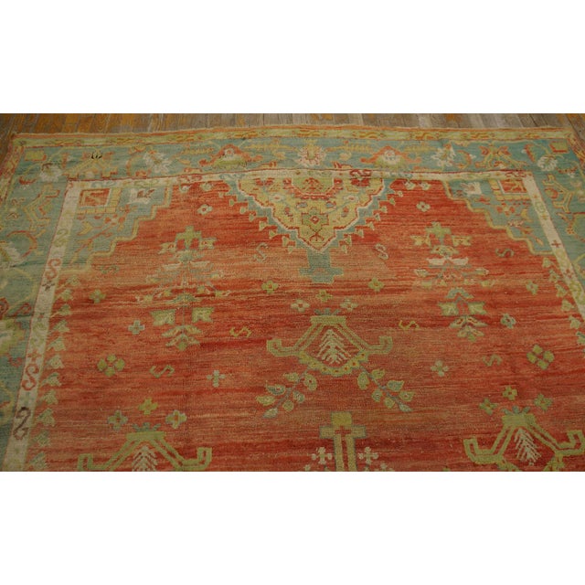 Soft Small Scale Medallion/Crest Design Antique Rustic Turkish Oushak Decorative For Sale - Image 11 of 12