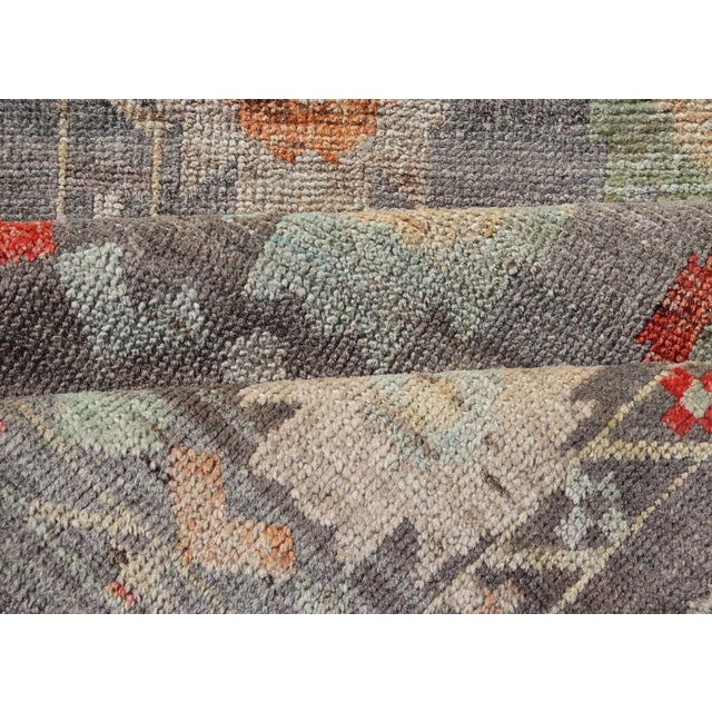 Modern Runner by Keivan Woven Arts Sub-Geometric Diamond Design in Multicolor 2'9 X 9'8 For Sale - Image 11 of 11