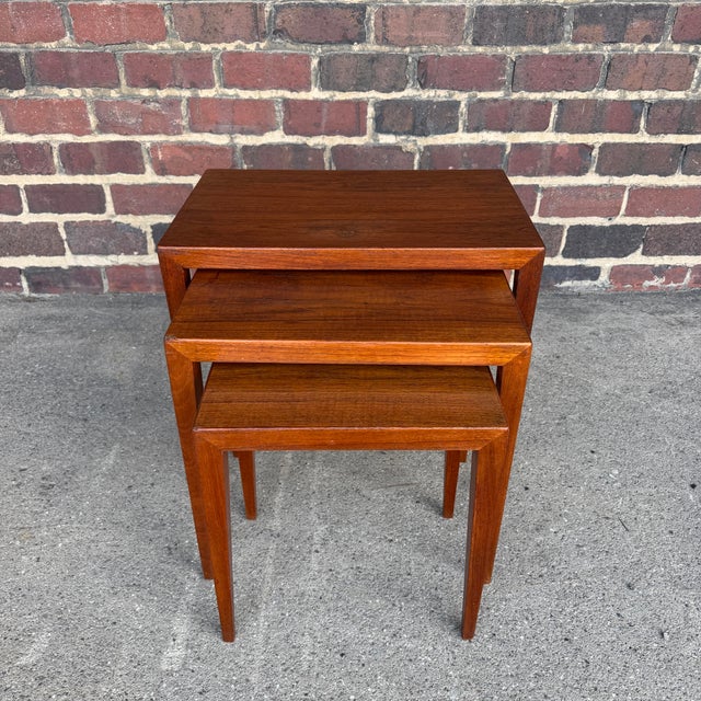 Mid 20th Century Severin Hansen Jr. Danish Modern Teak Nesting Tables for Haslev, Set of 3 For Sale - Image 5 of 12