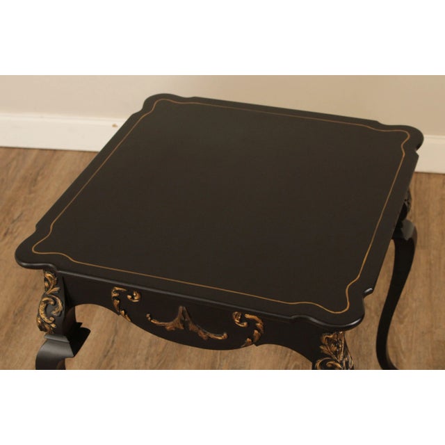 Wood Vintage Italian Florentine Style Black & Gilt Side Table For Sale - Image 7 of 13