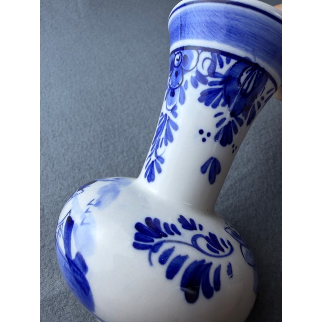 Vintage Hand-Painted Delft Blue Bud Vase, Windmill Motif, Pattern 528 For Sale - Image 15 of 18