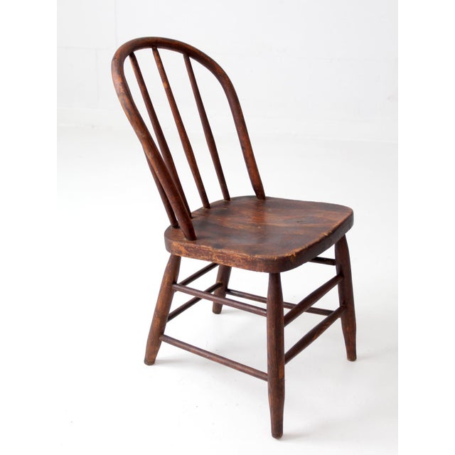 Antique American Windsor Bow Back Spindle Chair For Sale - Image 16 of 17