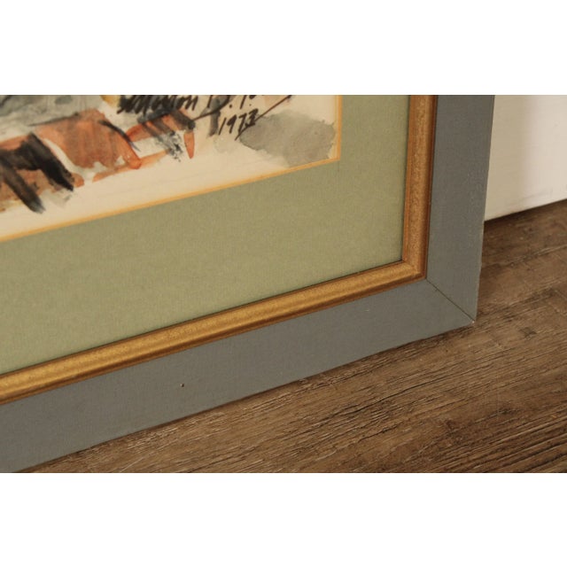 Morton B. Tobias Framed Impressionist Watercolor Painting, 1973 For Sale - Image 10 of 12