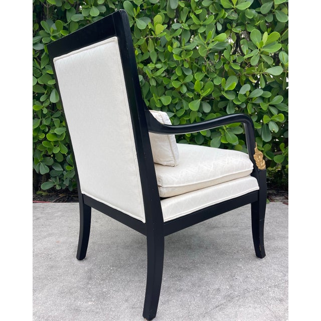 Ethan Allen Vintage Ethan Allen Neoclassical Black & Gold Accent Armchair For Sale - Image 4 of 12