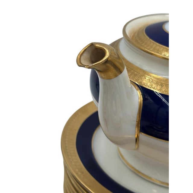 Blue Mid 20th Century Minton “Cobalt & Gold” Pattern G6262 – Complete Tea Set for Eight - 30 Pieces For Sale - Image 8 of 16