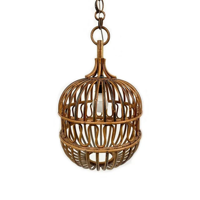 1960s Mid-Century Pendant Light in Rattan and Bamboo, Italy, 1960s For Sale - Image 5 of 7