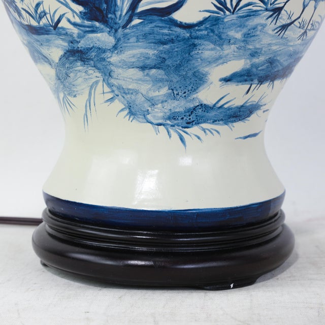 Early 21st Century Pair of Vintage Blue and White Ceramic Ginger Jar Table Lamps For Sale - Image 5 of 13