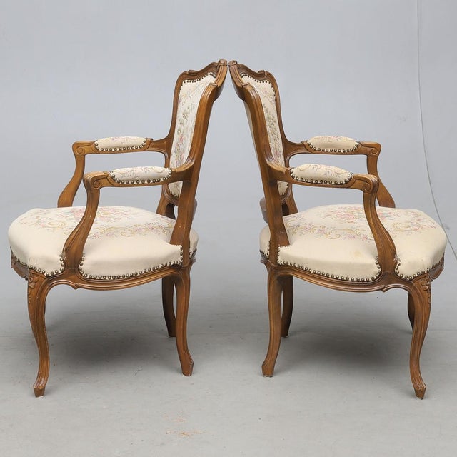 Vintage Louis XV‑Style Chairs, 1950s, Set of 2 For Sale - Image 3 of 10