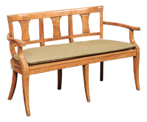Italian 3-Chair Back Sofa Bench W/Cane Seat