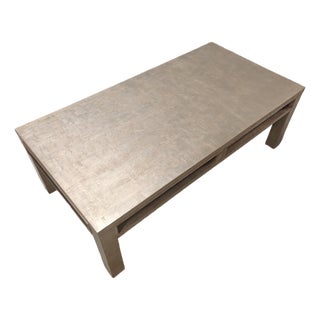 Contemporary Baker Luxe Style White Gold Leaf Cocktail Table For Sale