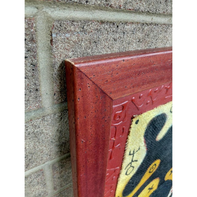 Black Framed Signed Mora Mixed Media on Canvas Figural Tribal Abstract Painting For Sale - Image 8 of 9