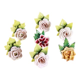 Vintage Germany Porcelain Figural Flower Place Card Holders - Set of 6 For Sale