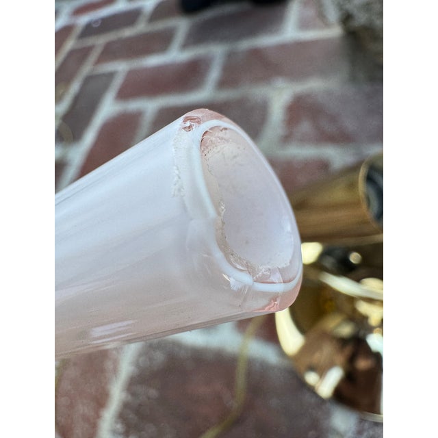 1960s 1960s Murano Pink Glass & Brass Calla Lily Table Lamp For Sale - Image 5 of 6