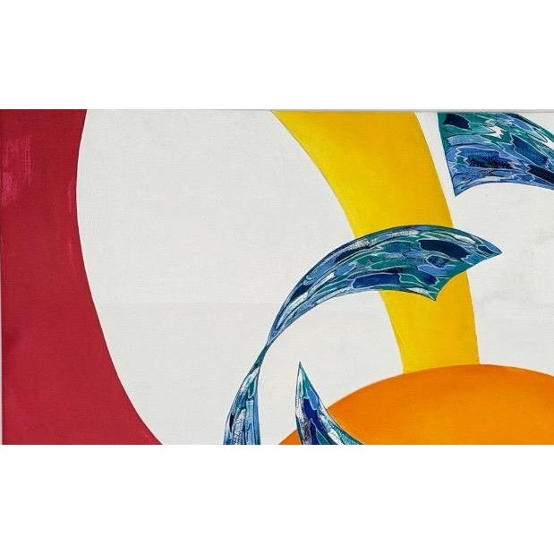 Mid 20th Century Mid 20th Century Large Format Mid-Century Modern Abstract Oil Painting Progression No 13 by Peabody - 72” For Sale - Image 5 of 14