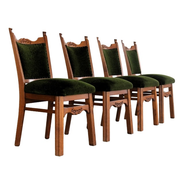 Art Deco Dining Chairs, 1940s, Set of 4 For Sale