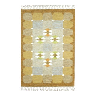 Swedish Flatweave 6.6x4.6 Rollakan Rug,Mid Century,Modern 1960's For Sale