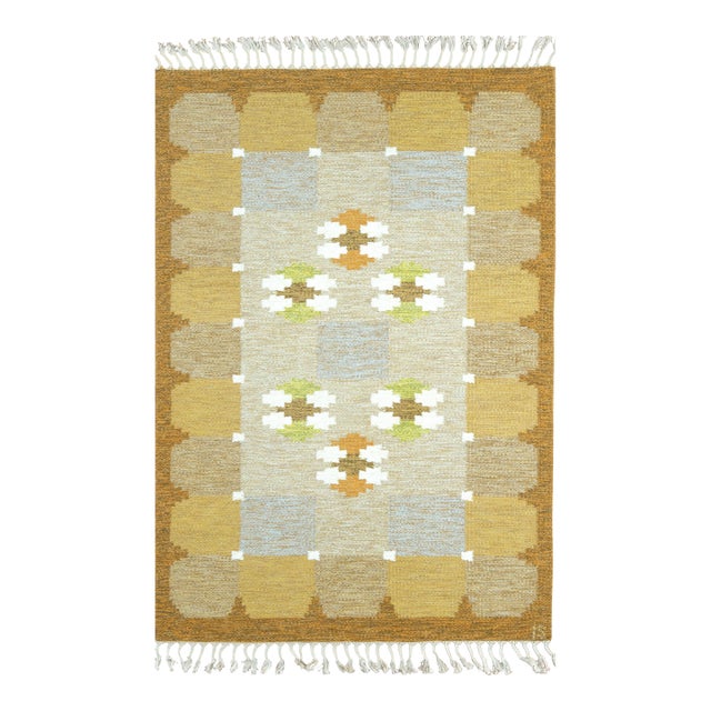 Swedish Flatweave 6.6x4.6 Rollakan Rug,Mid Century,Modern 1960's For Sale