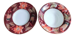 Beautiful Floral Ceramic Serving/Punch Bowl & Platter Made in Italy - A Pair