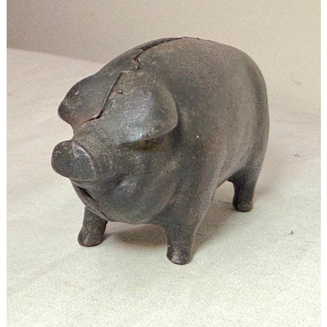 Rare Antique 1920's Original Figural Cast Iron Heavy Pig Piggy Still Bank For Sale - Image 10 of 10