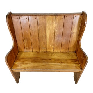 Antique Wooden Oak Settle Bench From England - Circa 1850 For Sale