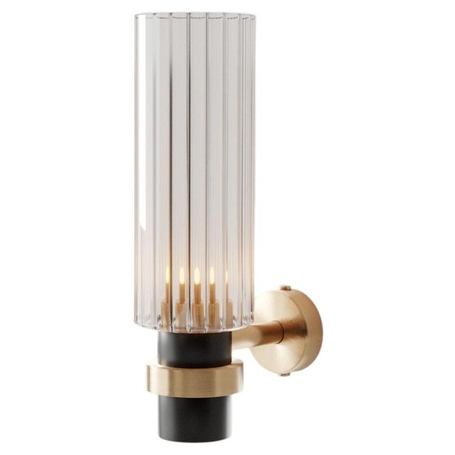 Magda I Wall Lamp in Brass with Aluminum and Fluted Glass by Marine Breynaert For Sale - Image 9 of 9