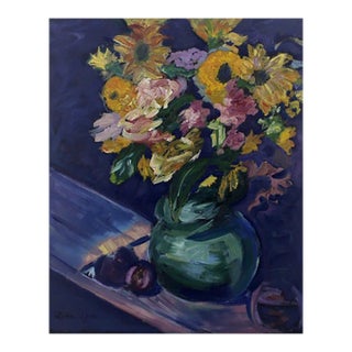Vintage 10x12” Floral Still Life Oil Painting Signed by Artist For Sale